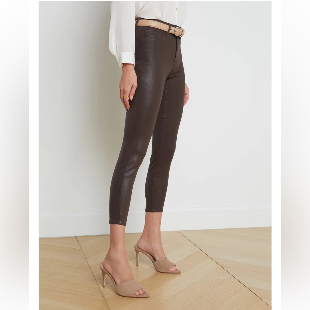 NWOT L’agence Margot Coated Skinny Cropped Jean in Mahogany  size 31